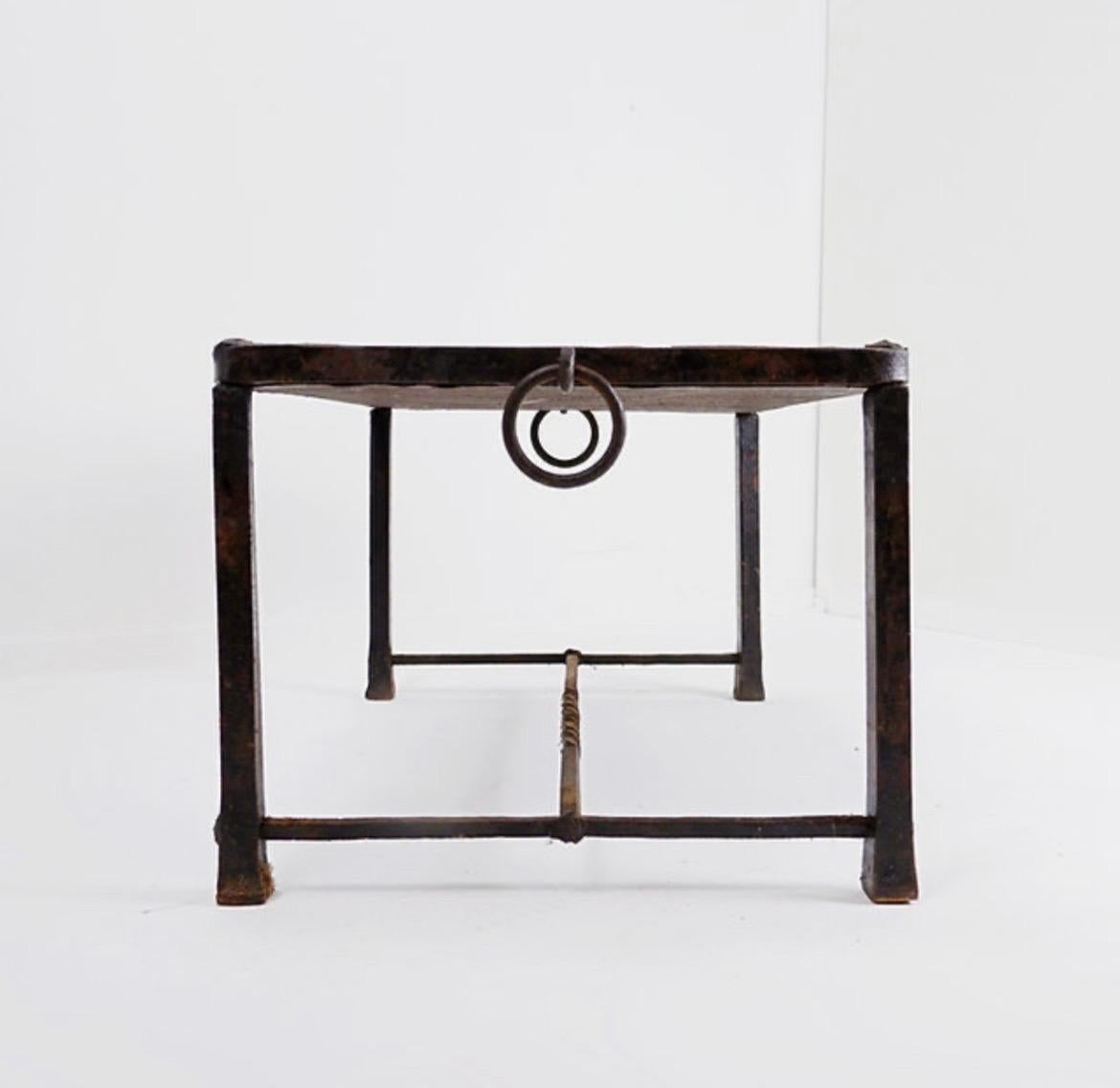 Brutalist Spanish Iron and Tile Coffee Table - circa 1920s For Sale 6