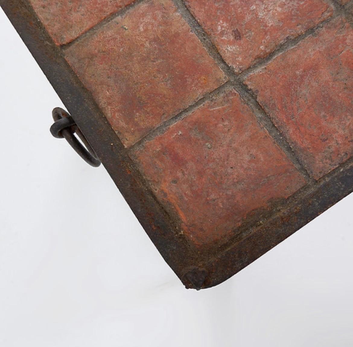 Early 20th Century Brutalist Spanish Iron and Tile Coffee Table - circa 1920s For Sale