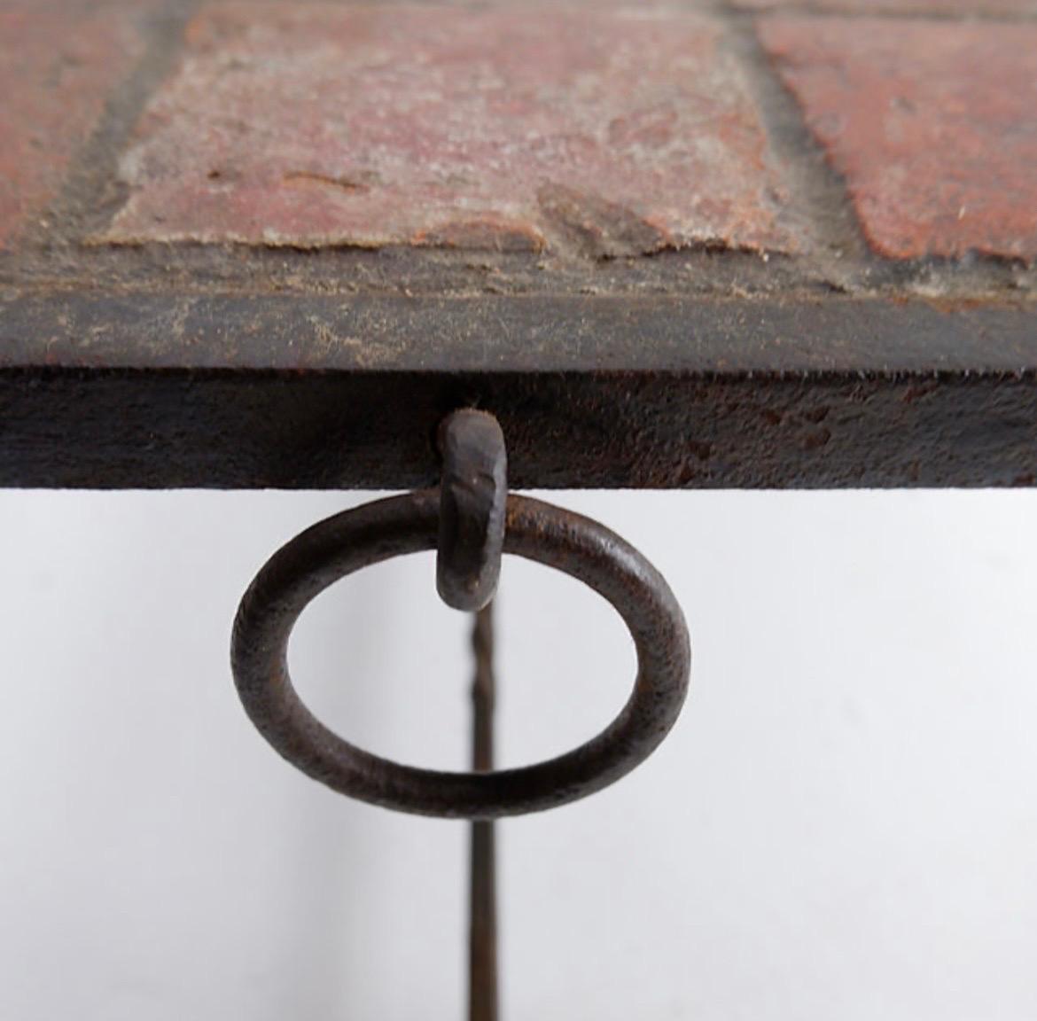 Brutalist Spanish Iron and Tile Coffee Table - circa 1920s For Sale 1