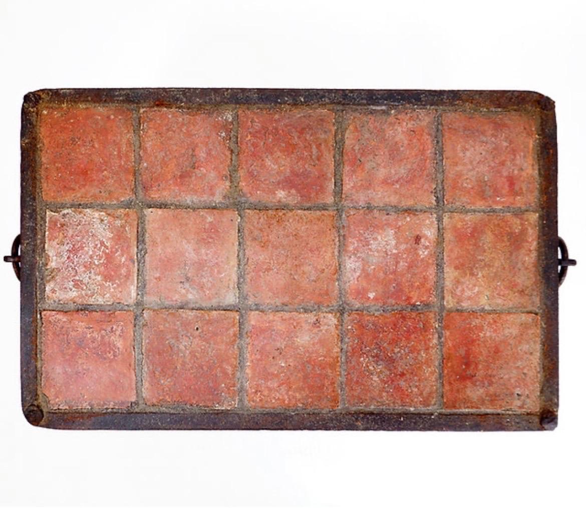 Brutalist Spanish Iron and Tile Coffee Table - circa 1920s For Sale 2