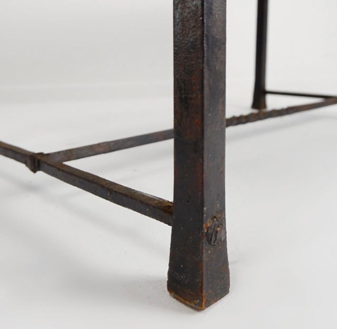 Brutalist Spanish Iron and Tile Coffee Table - circa 1920s For Sale 3