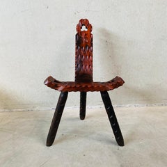 Brutalist Spanish Midcentury Sculptural Tripod Chair 1950
