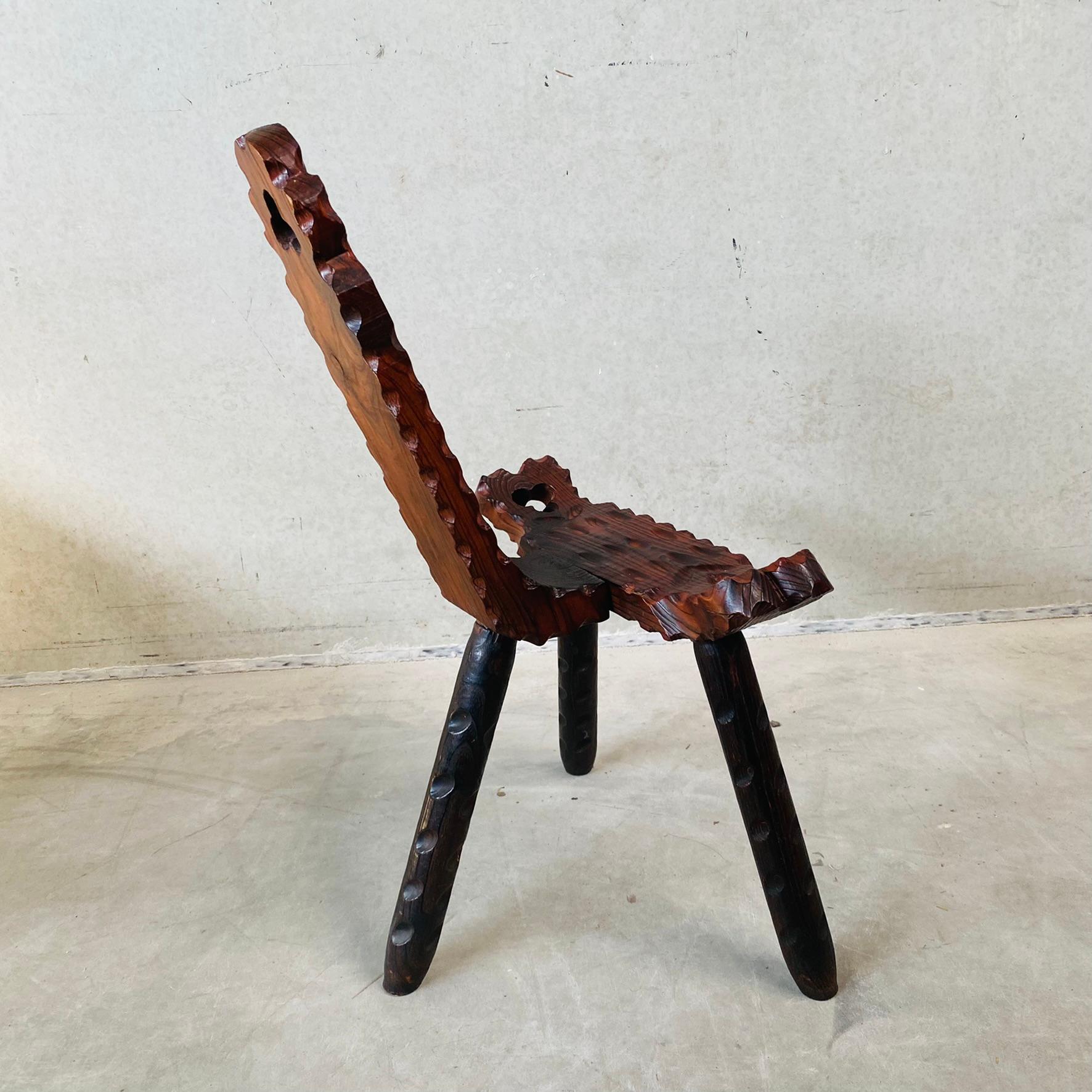Brutalist Spanish Midcentury Sculptural Tripod Chair 1950 In Good Condition For Sale In DE MEERN, NL