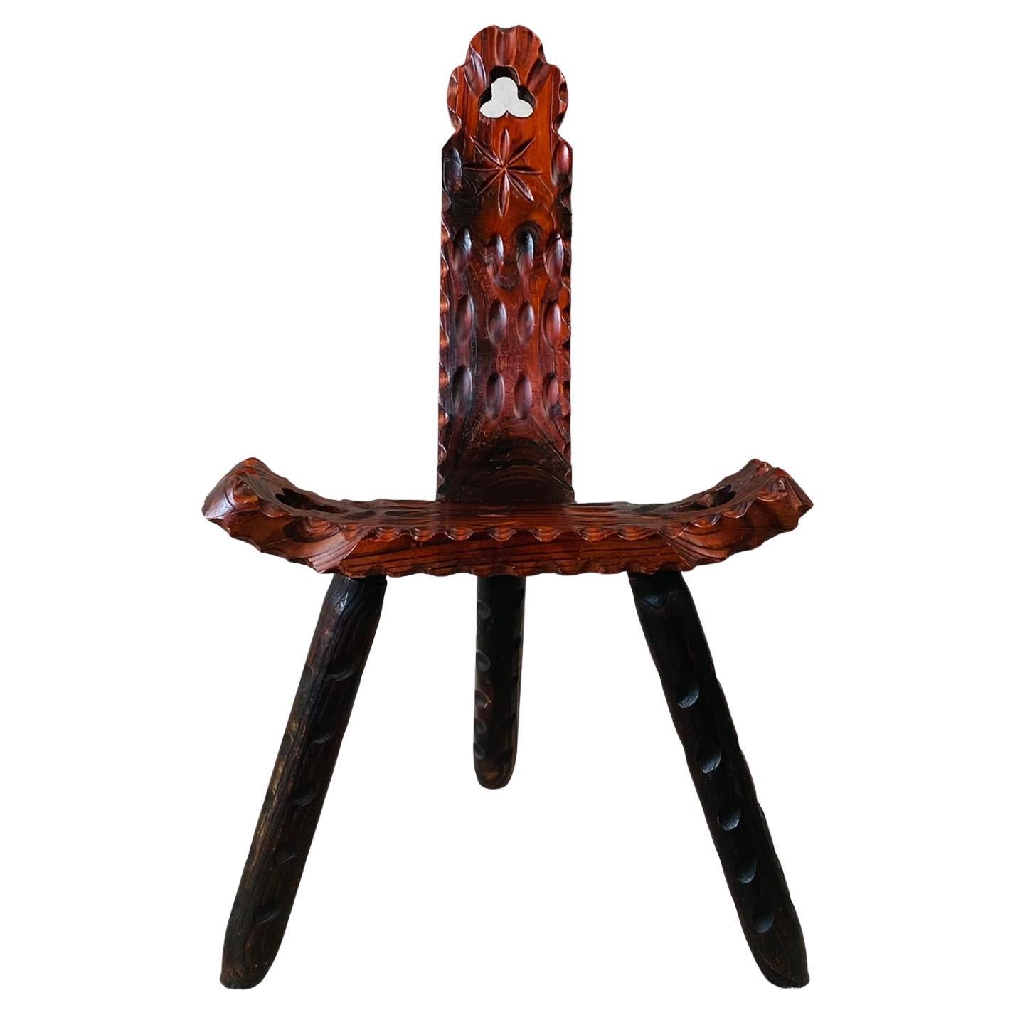 Brutalist Spanish Midcentury Sculptural Tripod Chair 1950 For Sale