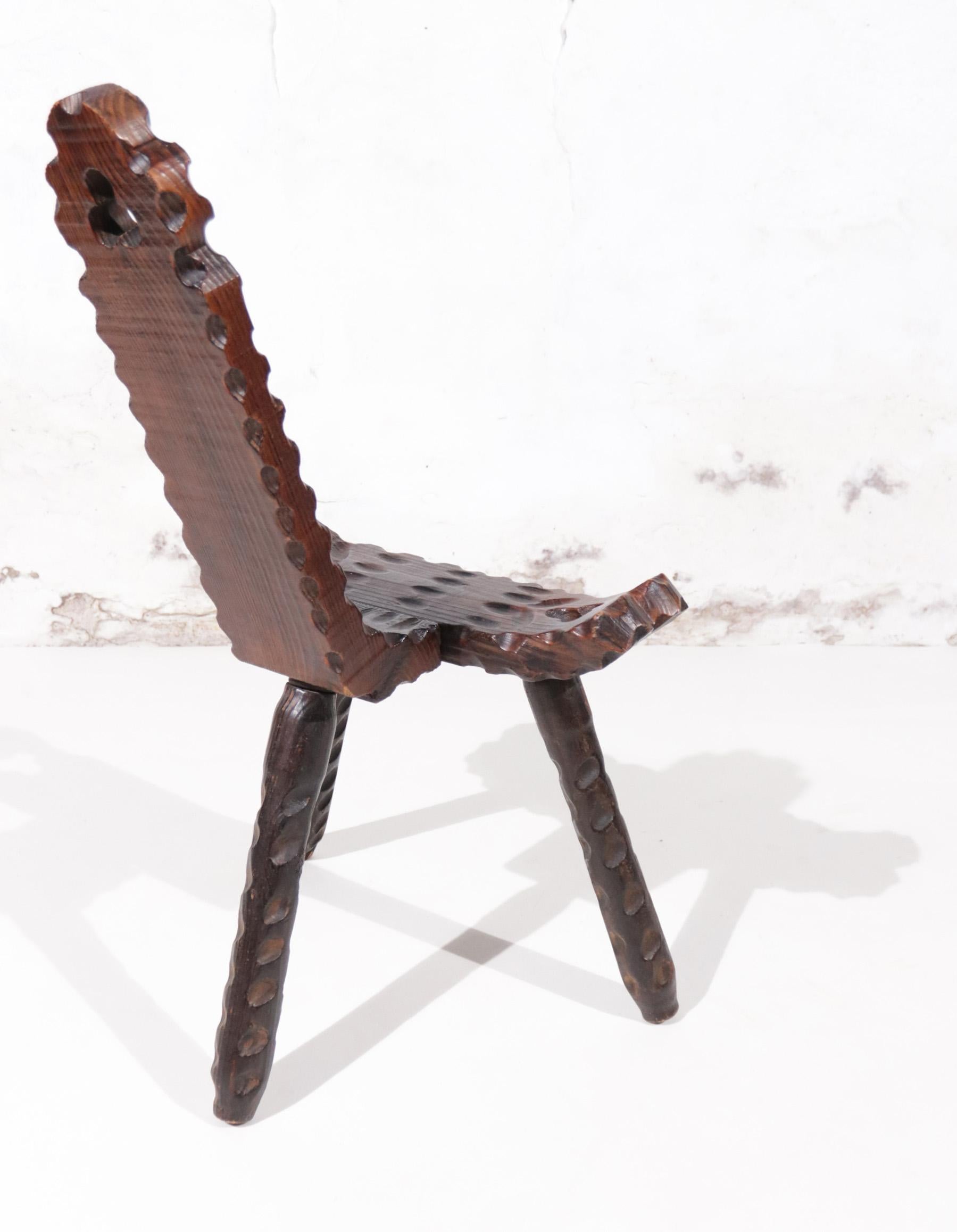 Brutalist Spanish Mid-Century Sculptural Tripod Chair '50 2
