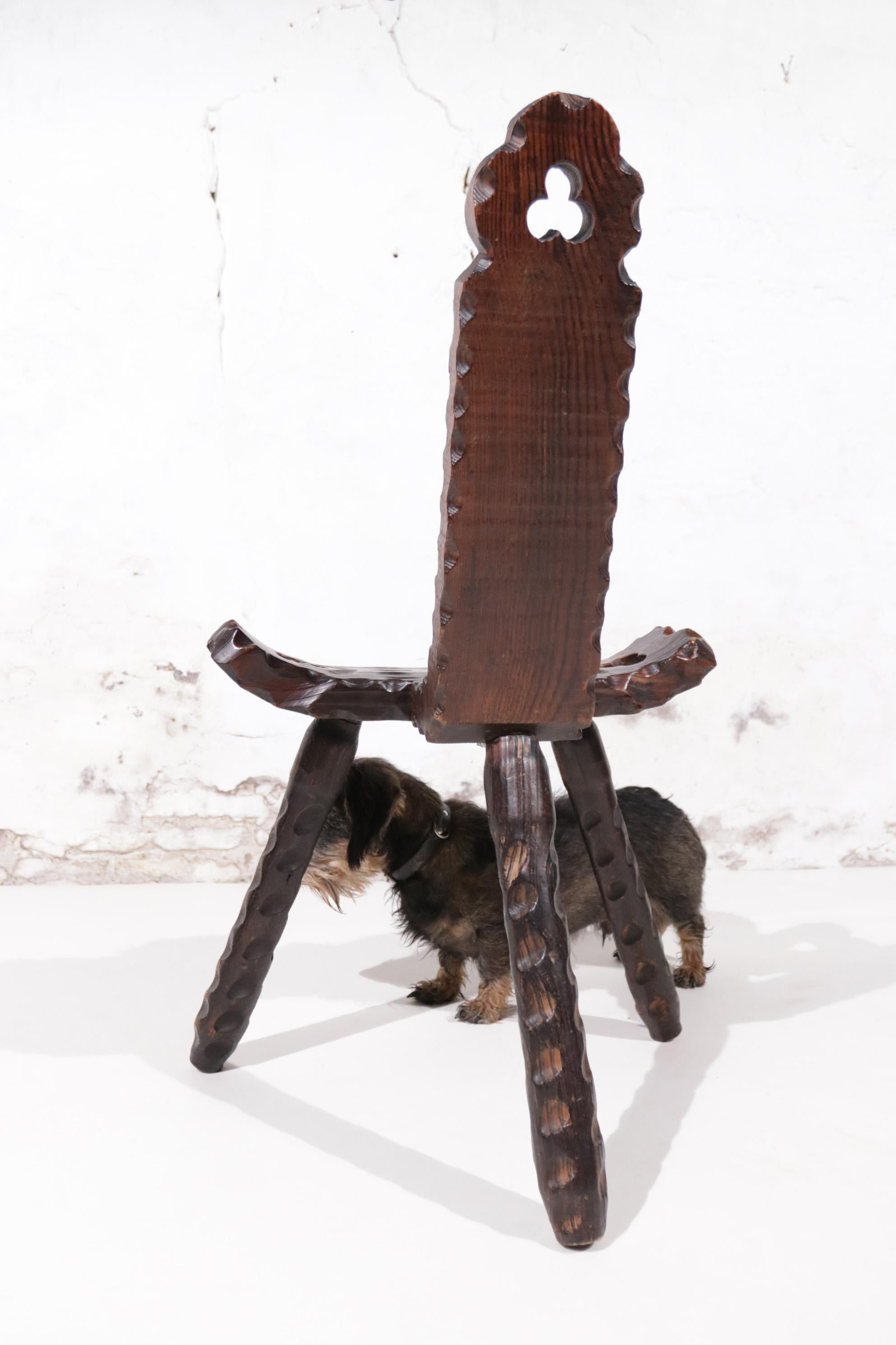 Brutalist Spanish Mid-Century Sculptural Tripod Chair '50 4