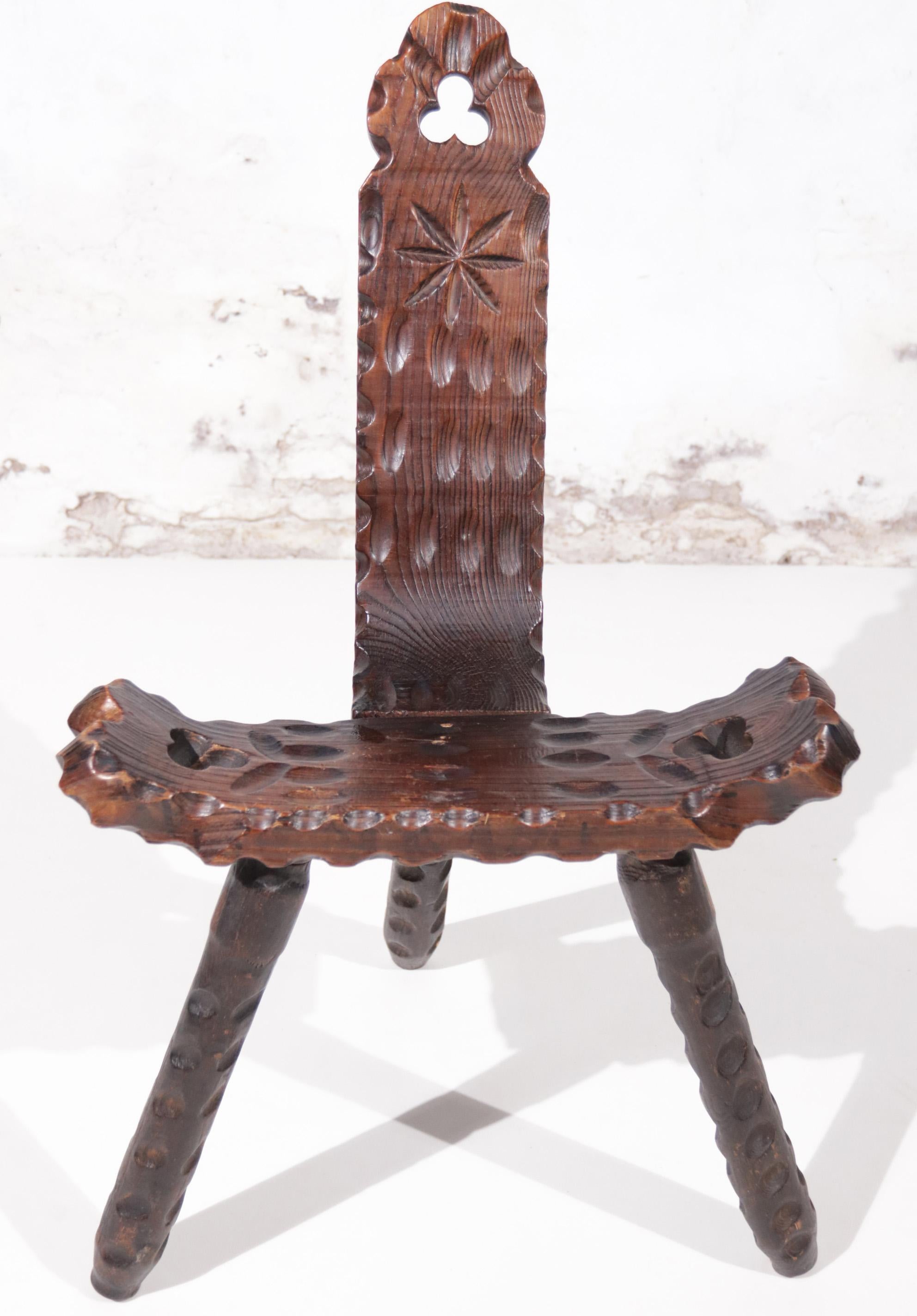 Brutalist Spanish Mid-Century Sculptural Tripod Chair '50 5