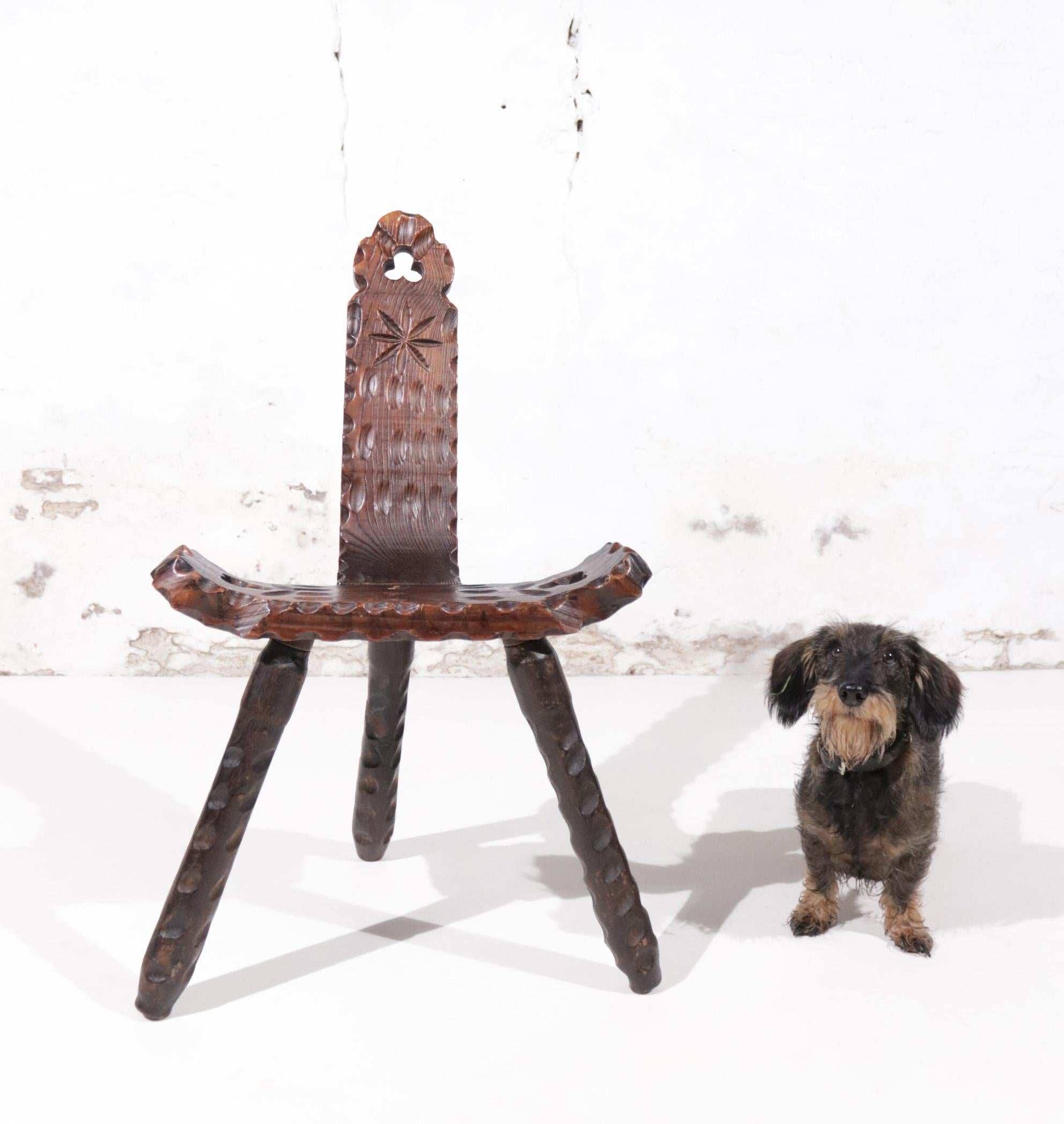 Brutalist Spanish Mid-Century Sculptural Tripod Chair '50 9