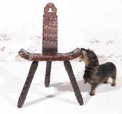Chaise tripode sculpturale espagnole brutaliste du milieu du siècle dernier, 50