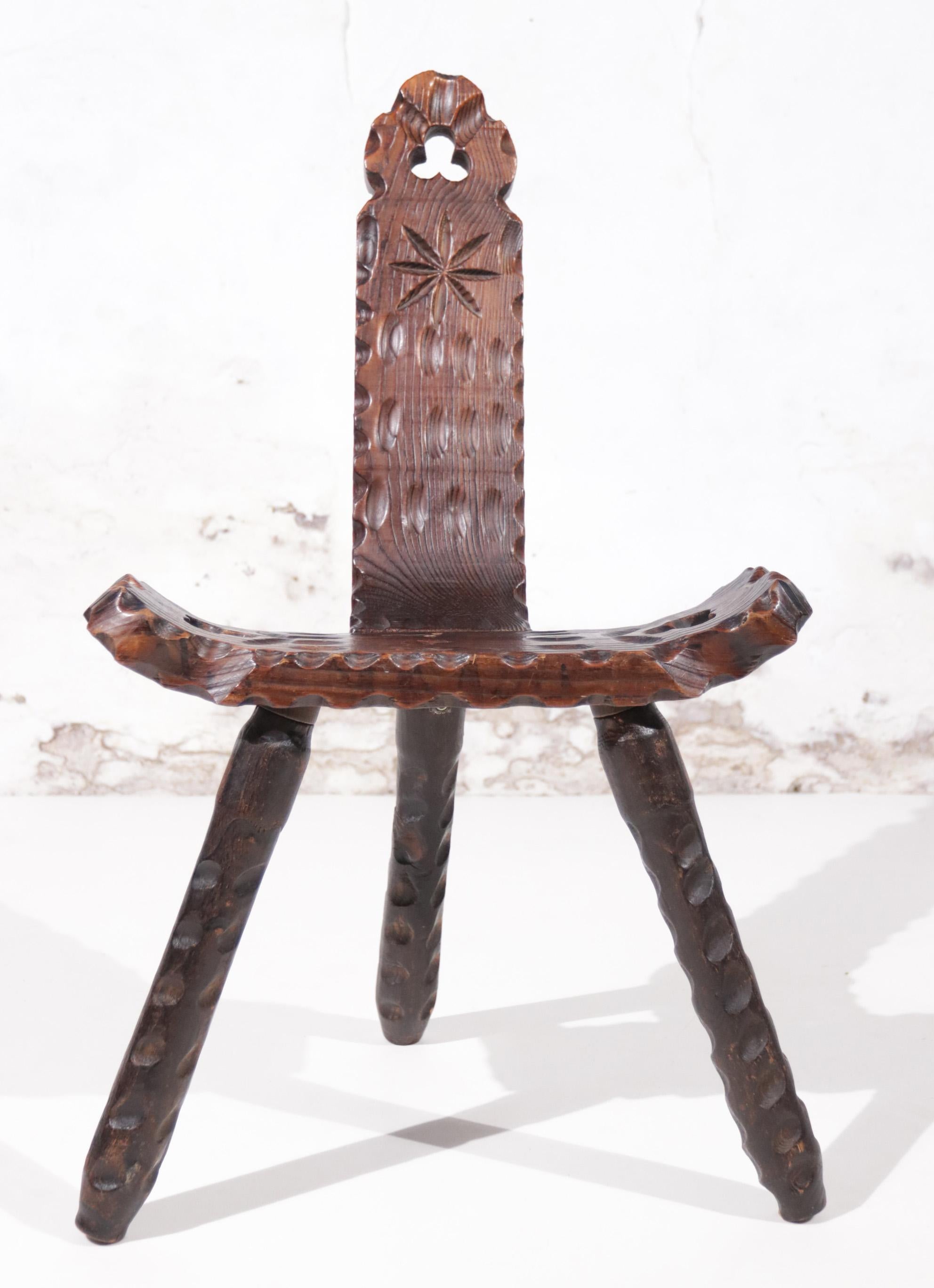 Mid-20th Century Brutalist Spanish Mid-Century Sculptural Tripod Chair '50
