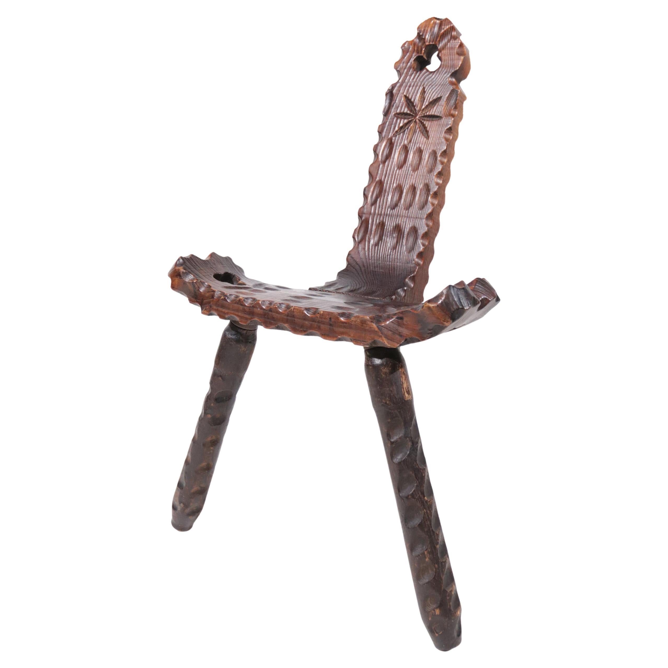 Brutalist Spanish Mid-Century Sculptural Tripod Chair '50