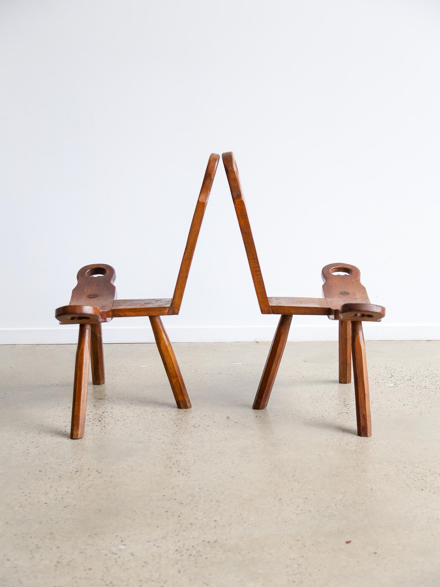 Brutalist Spanish Midcentury Sculptural Tripod Chair In Good Condition For Sale In Byron Bay, NSW