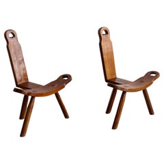 Retro Brutalist Spanish Midcentury Sculptural Tripod Chair