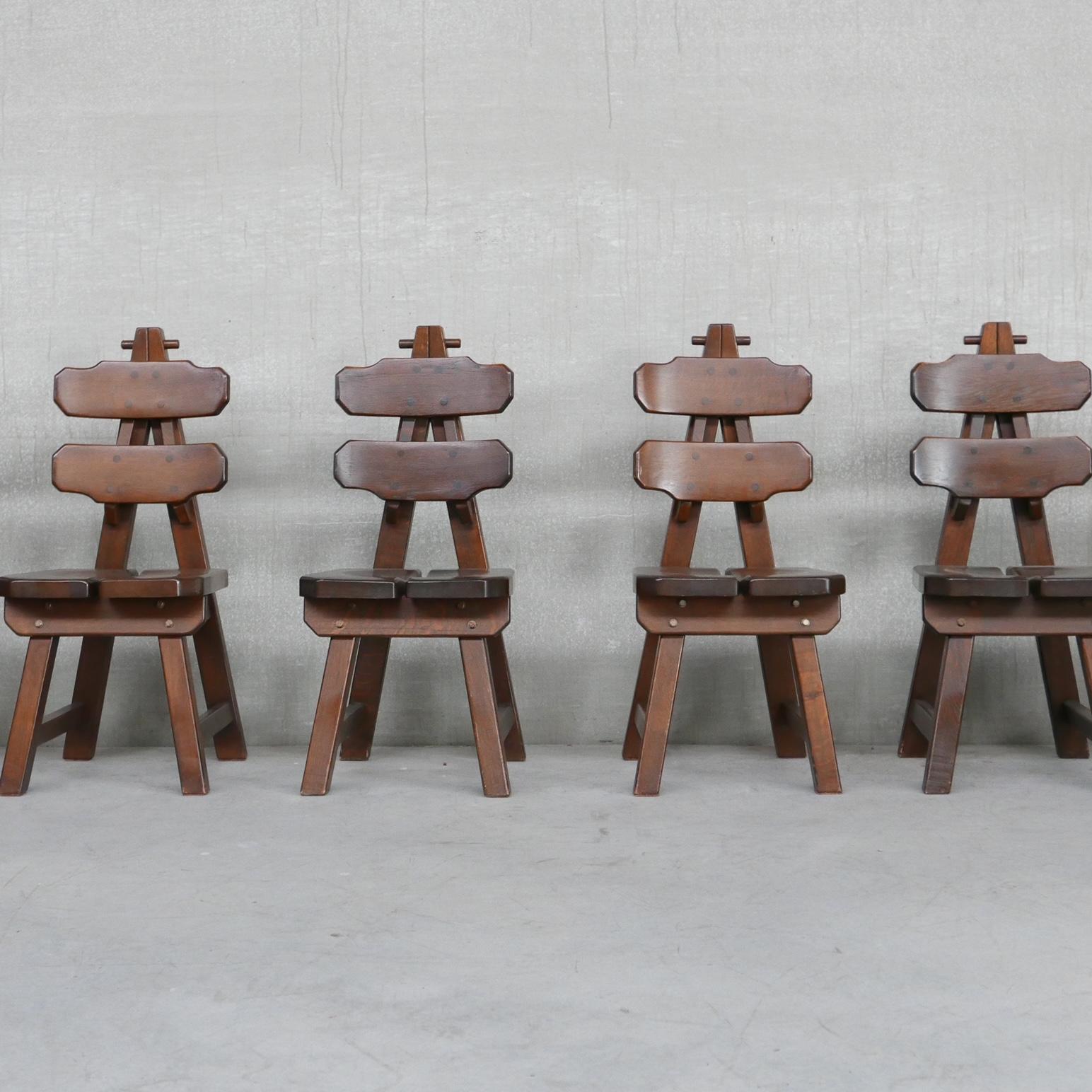 Brutalist Spanish Oak Dining Chairs '6+' 2