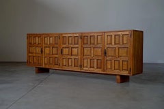BRUTALIST SPANISH OAK SIDEBOARD - SPAIN 1960s