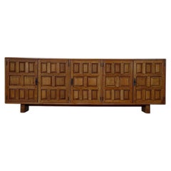 BRUTALIST SPANISH OAK SIDEBOARD - SPAIN 1960s
