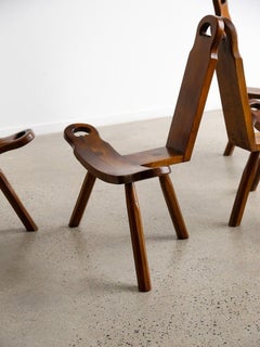 Brutalist Spanish Sculptural Tripod Chairs Set of Two