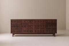 Brutalist Spanish sideboard with graphical doors, 1970s.