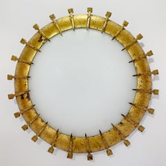 Brutalist Gold Spanish Sunburst Nail Head Wall Light