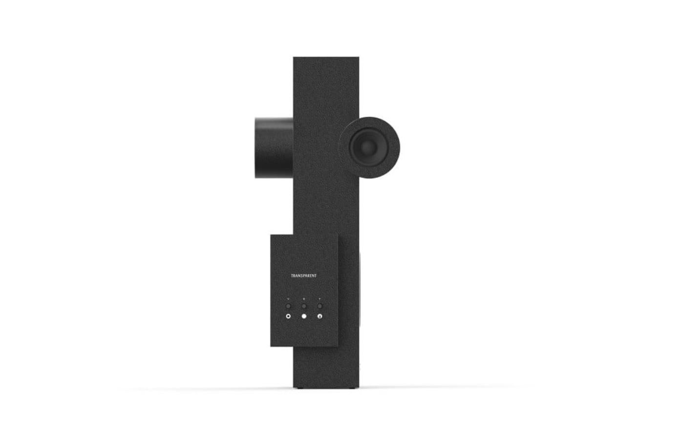 Modern Brutalist Speaker in Black by Transparent For Sale