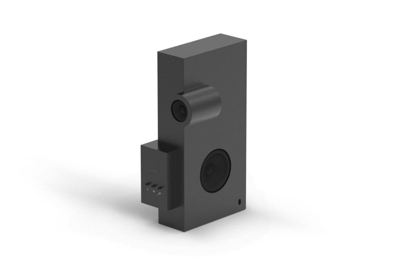 Swedish Brutalist Speaker in Black by Transparent For Sale