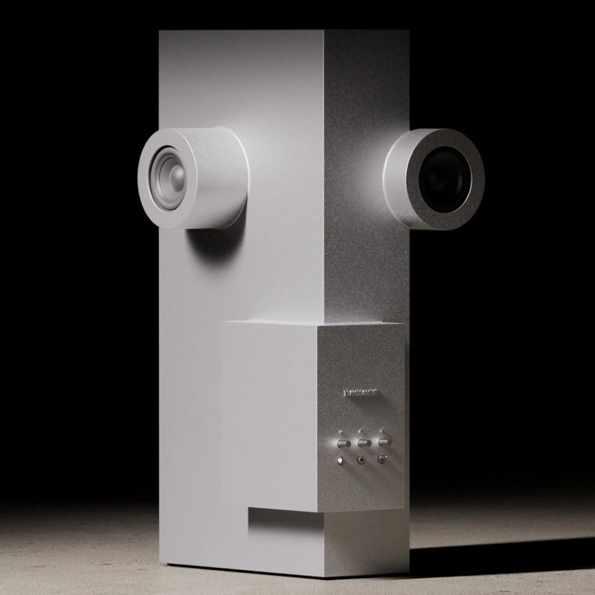 Aluminum Brutalist Speaker in Black by Transparent For Sale