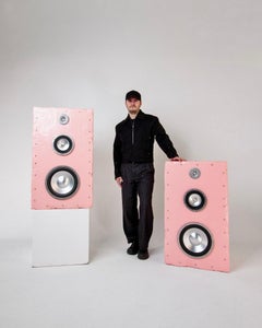 Brutalist Speaker Pink XL sets, Modern Contemporary Sound System