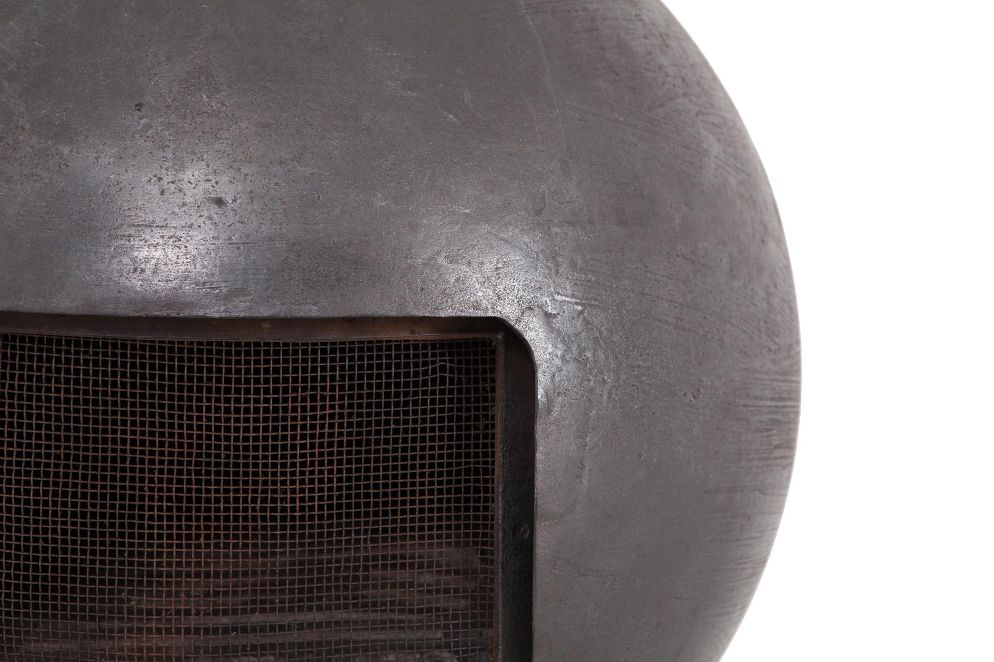 Late 20th Century Brutalist Spherical Fireplace by Dries Kreijkamp in Wrought Iron