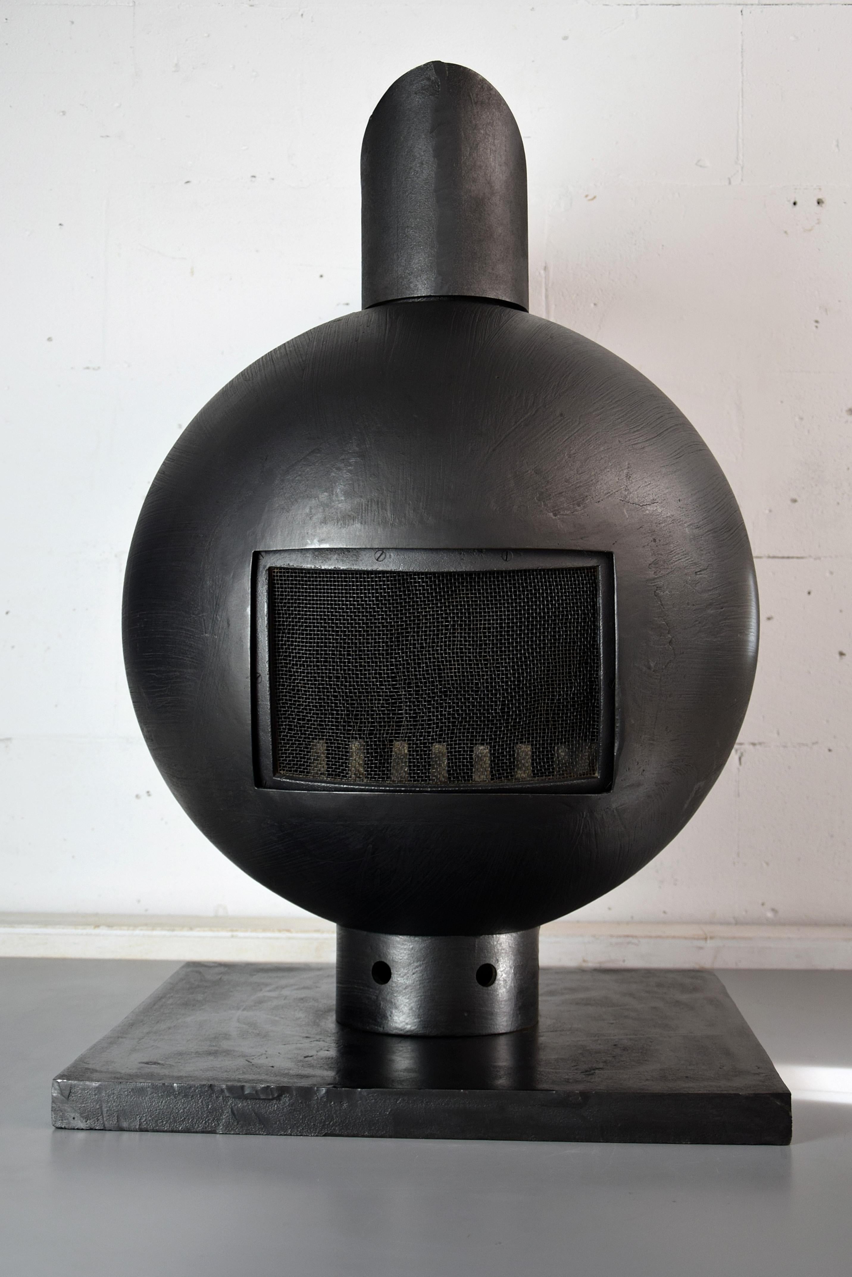 Mid-20th Century Brutalist Spherical Mid-Century Modern Wrought Iron Fireplace