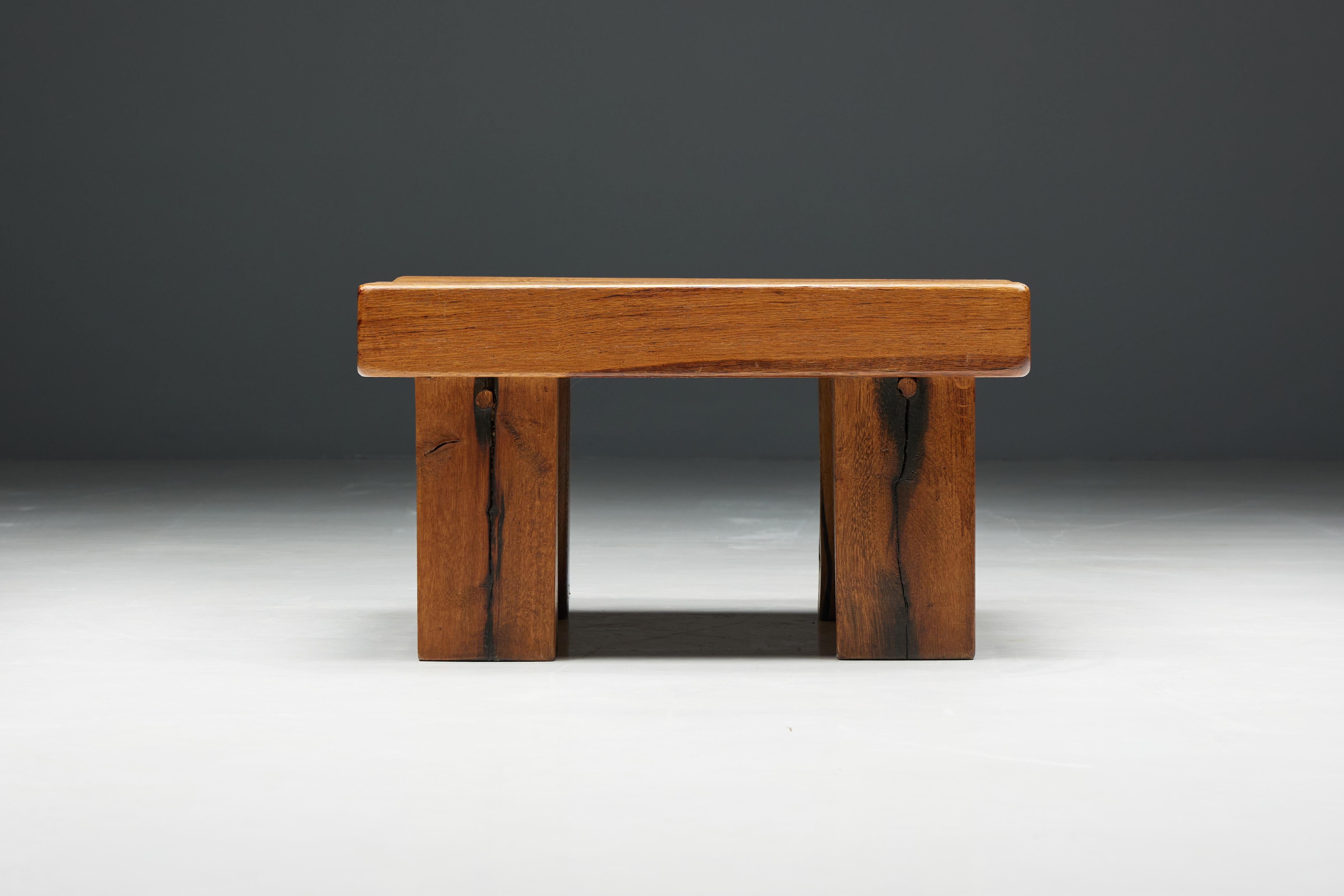 Brutalist Square Coffee Table, France, 1950s In Excellent Condition For Sale In Antwerp, BE