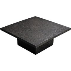 Brutalist Square Coffee Table in Black Stone Look Resin
