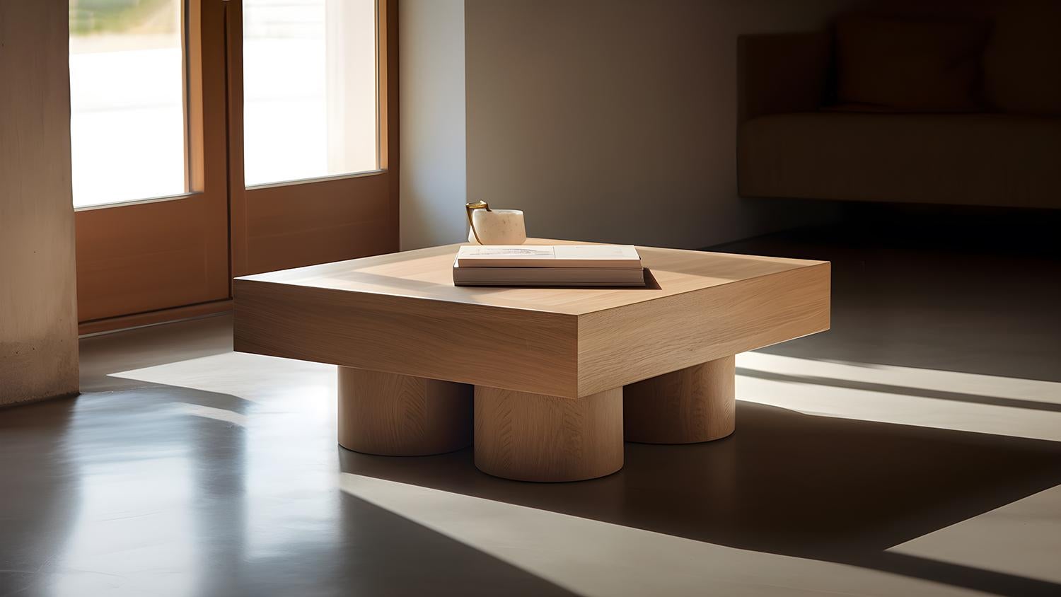 Table basse carrée brutaliste en placage de bois chaud Podio par NONO en vente 2