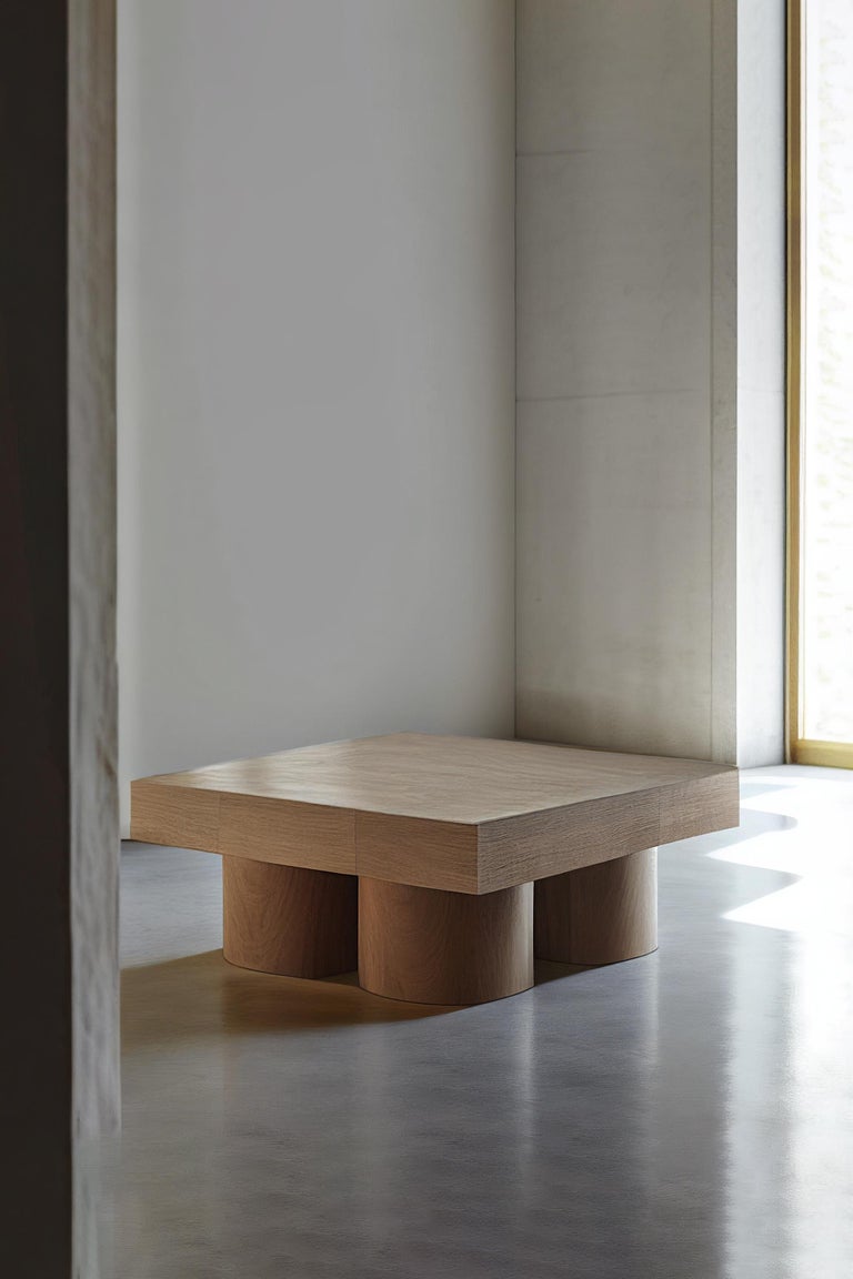 Plywood Brutalist Square Coffee Table in Warm Wood Veneer, Podio by NONO For Sale
