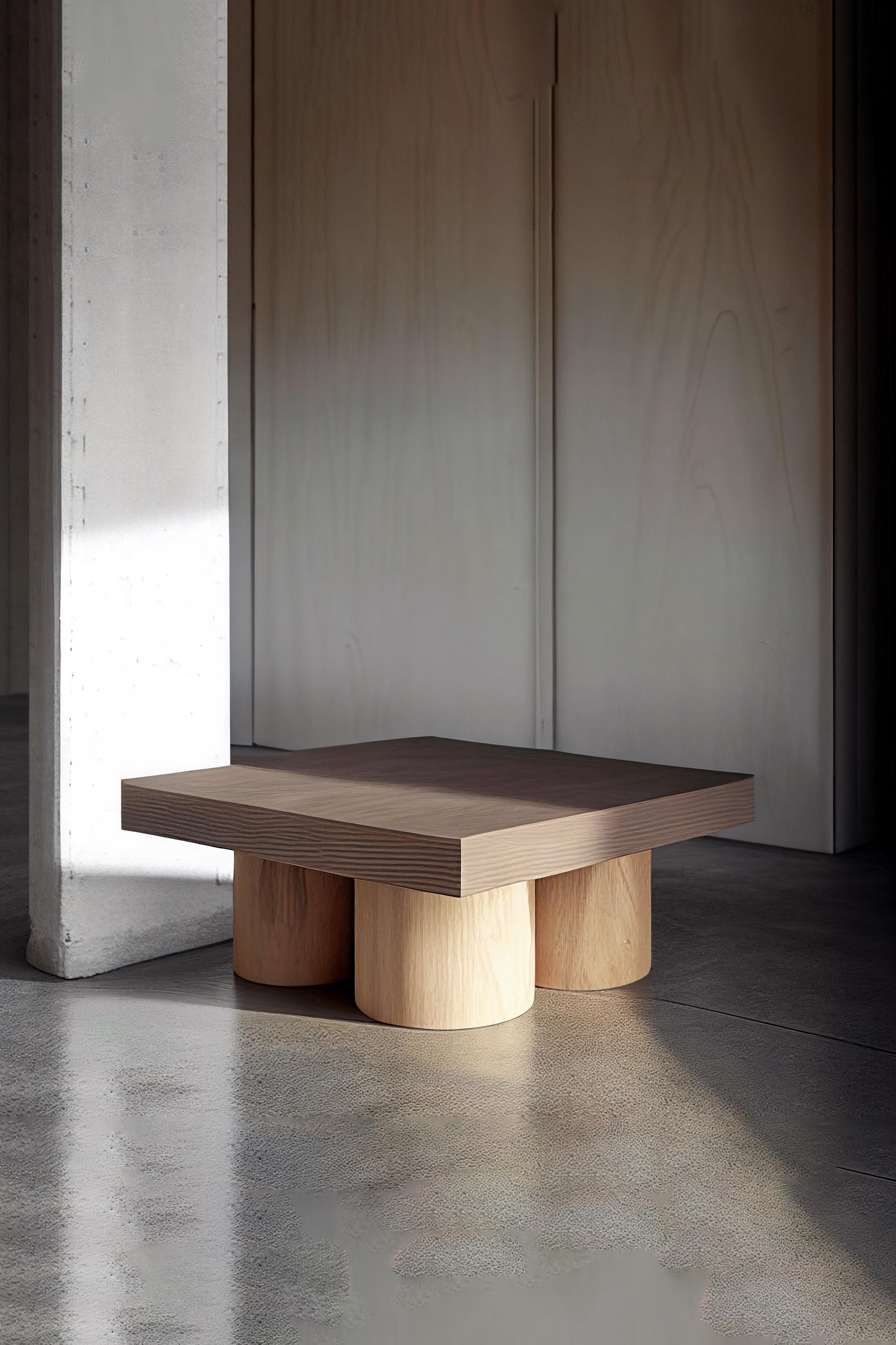 XXIe siècle et contemporain Table basse carrée brutaliste en placage de bois chaud Podio par NONO en vente