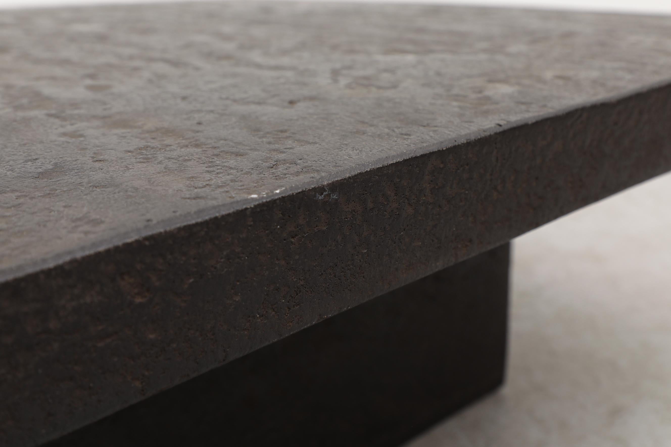Brutalist Square Faux Lava Stone Coffee Table 7
