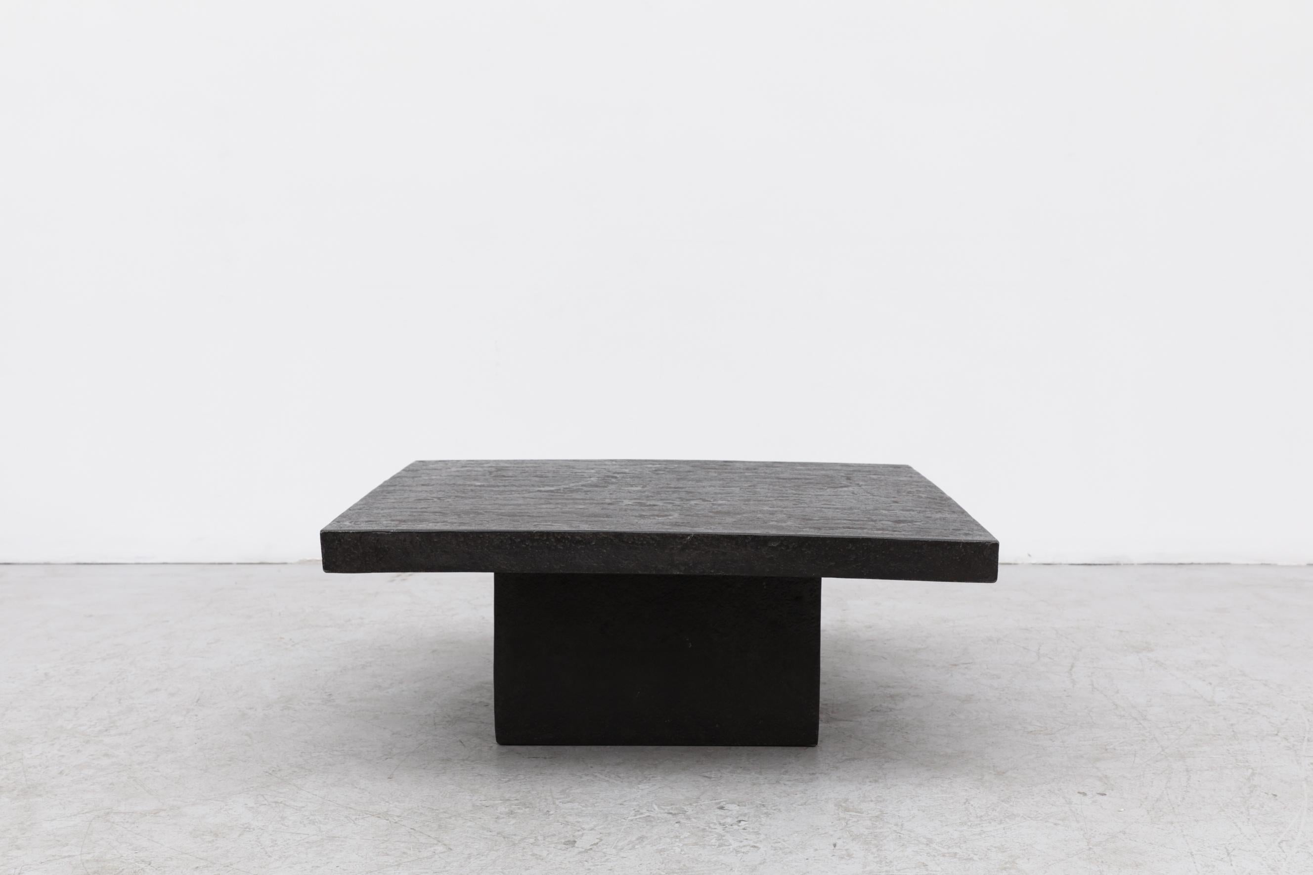Mid-Century Modern Brutalist Square Faux Lava Stone Coffee Table