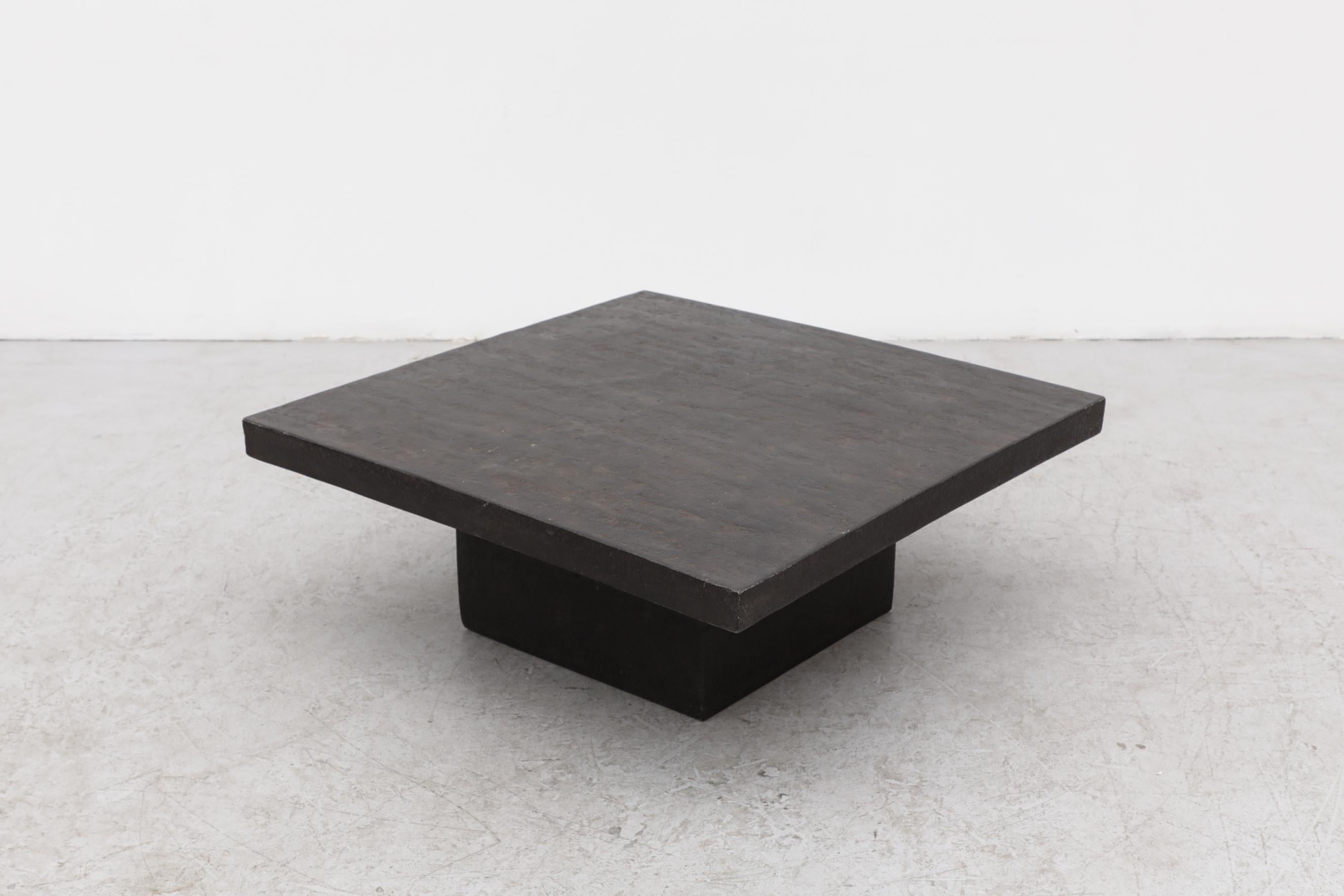 Dutch Brutalist Square Faux Lava Stone Coffee Table