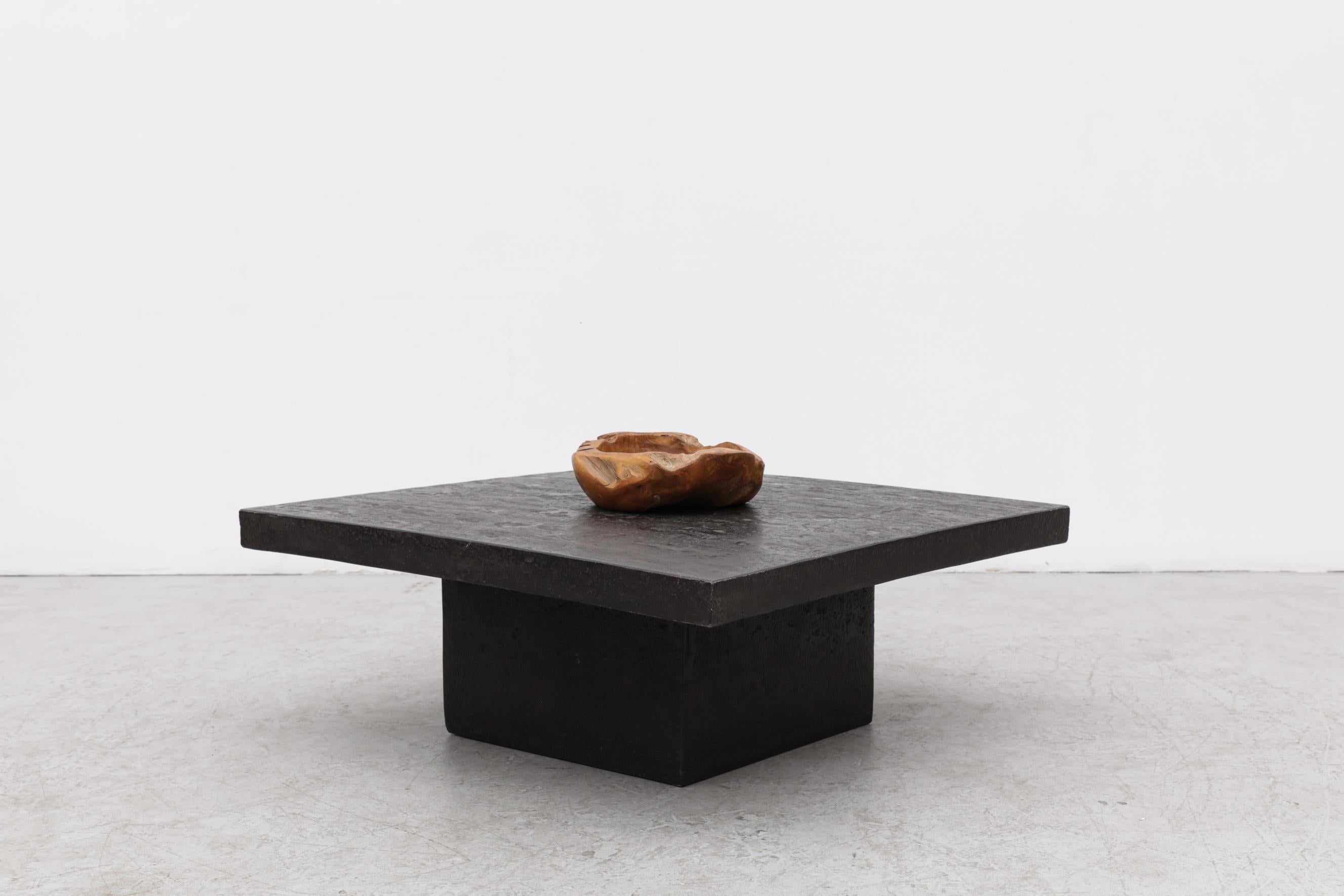 Late 20th Century Brutalist Square Faux Lava Stone Coffee Table