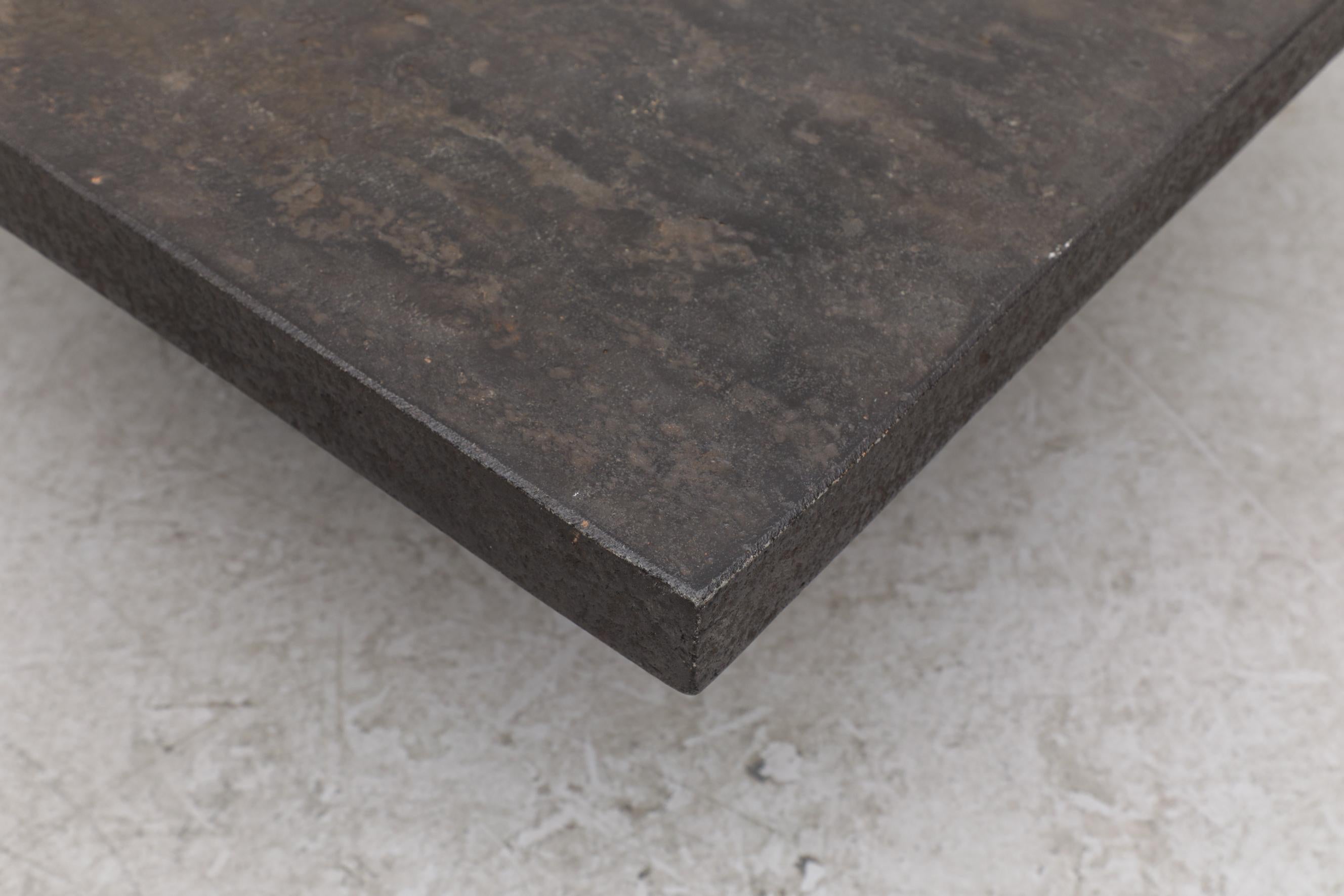 Brutalist Square Faux Lava Stone Coffee Table 2