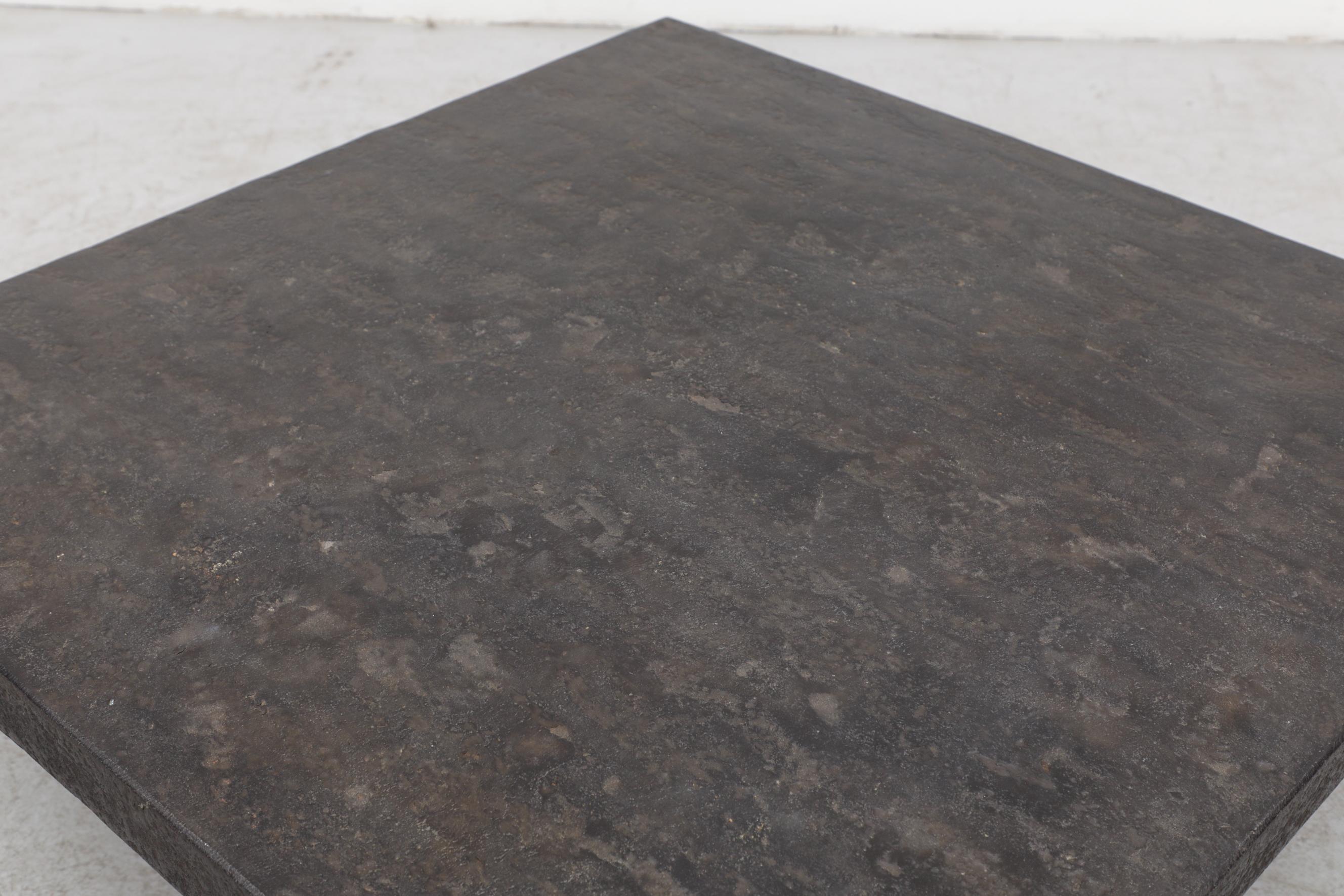 Brutalist Square Faux Lava Stone Coffee Table 3