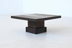 Brutalist square shaped coffee table Mid-century France 1970