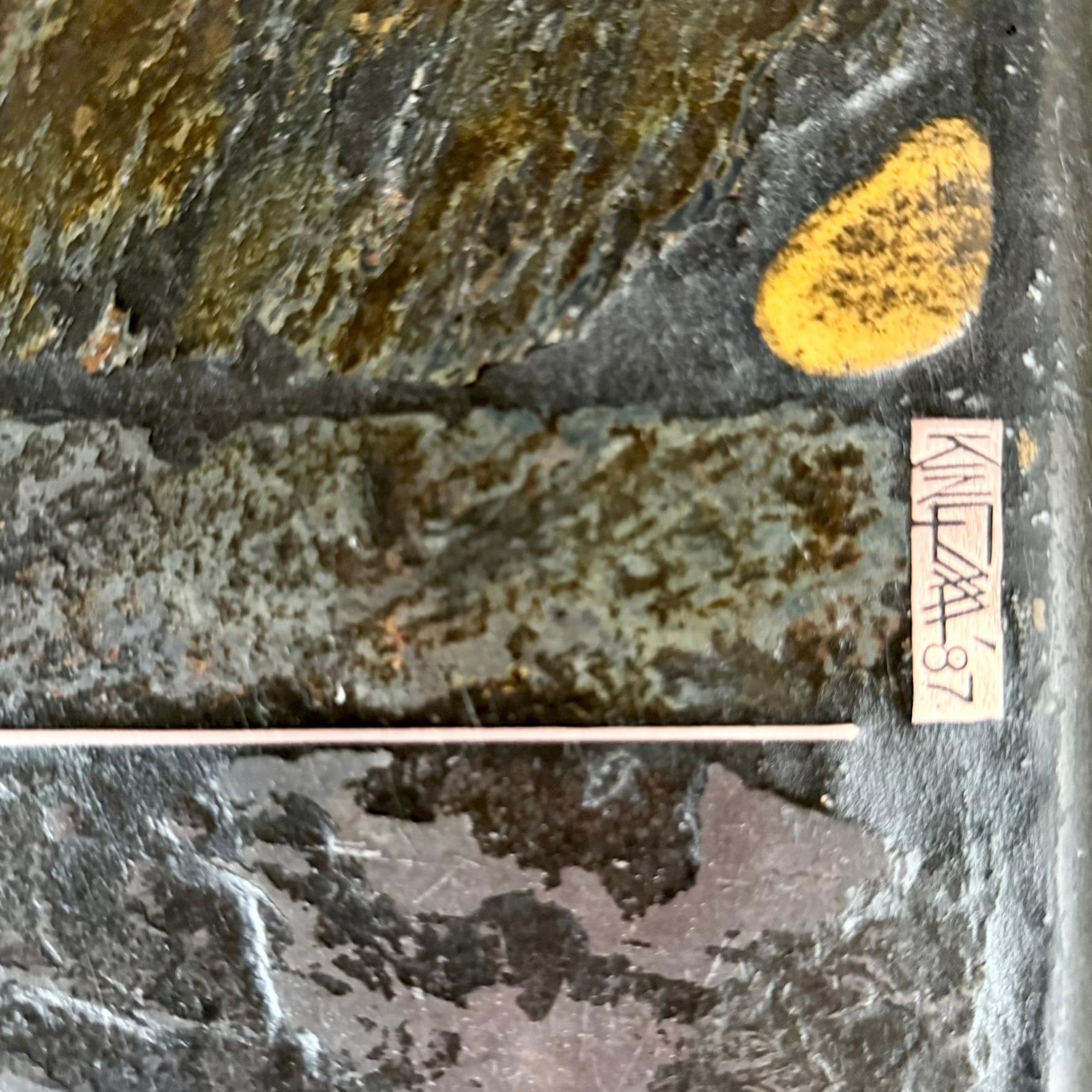 Table basse brutaliste carrée en pierre d'ardoise par le sculpteur Paul Kingma, Pays-Bas en vente 1