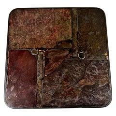 Mesa de centro cuadrada de pizarra Brutalista del escultor Paul Kingma, Países Bajos