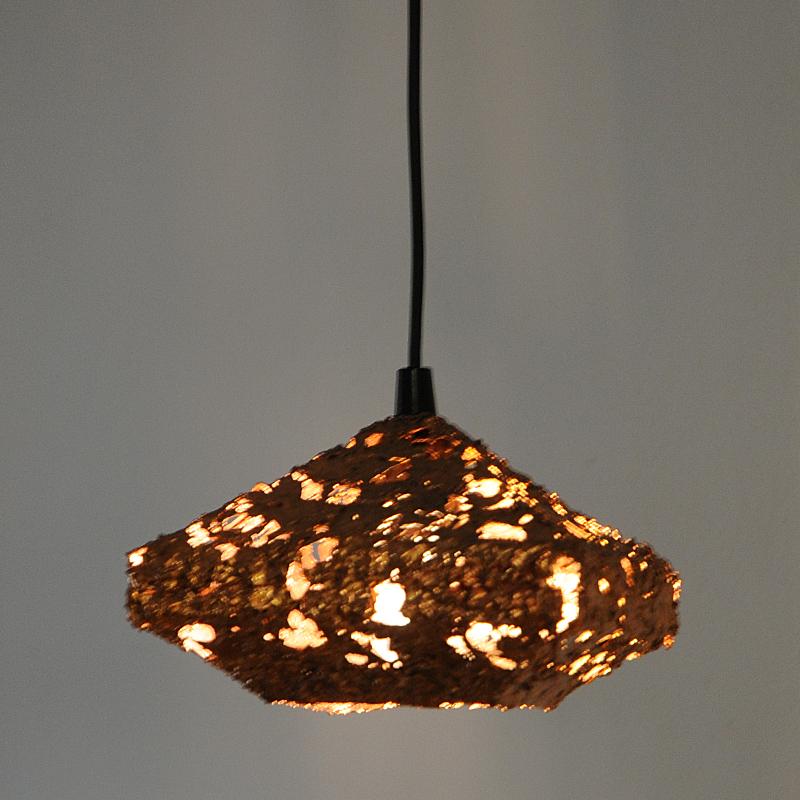 Brutalist Square Shaped Copper Ceiling Lamp 1960s, Sweden 3