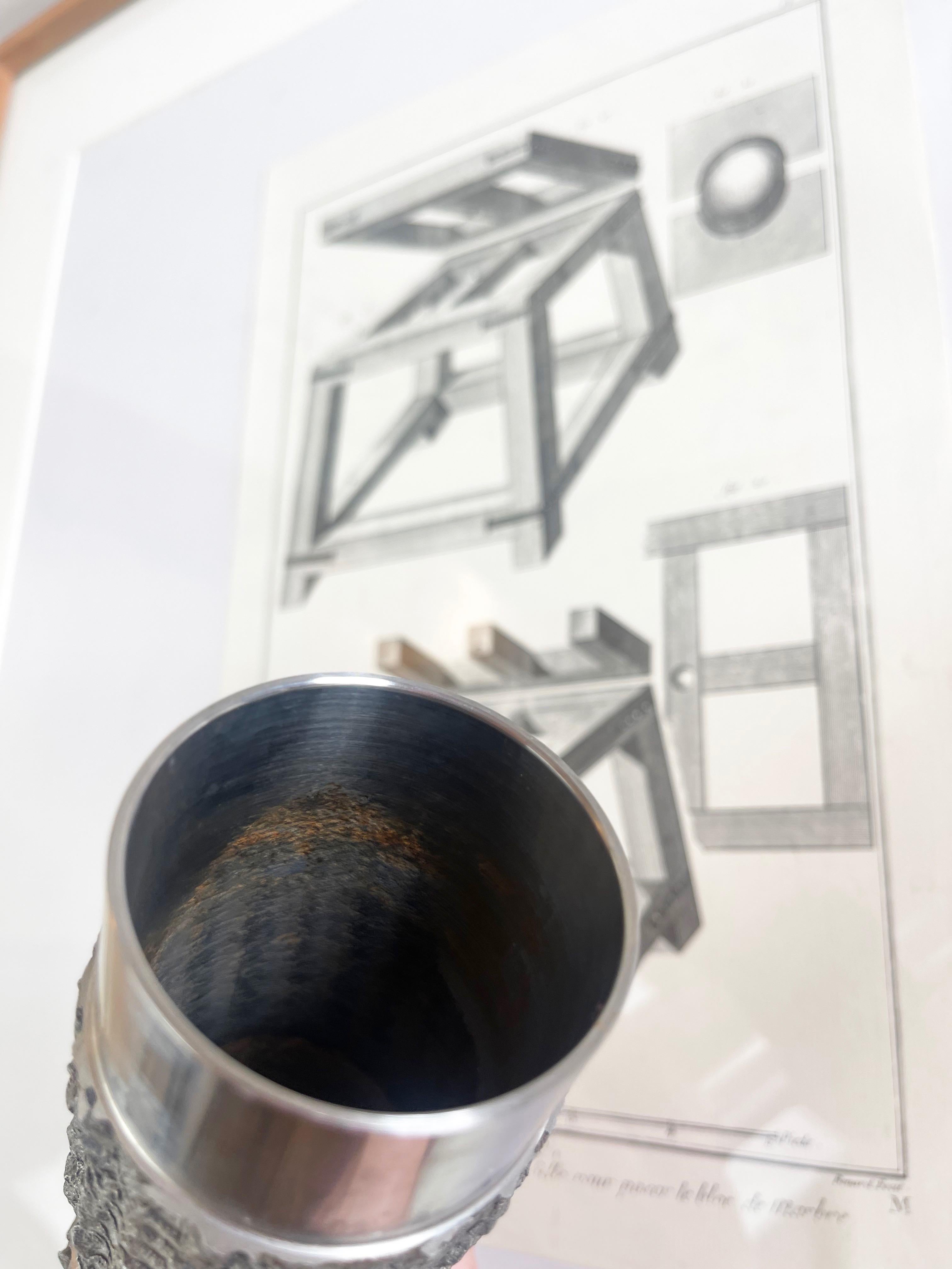 Brutalistische Stahlvase Zylinder BMF Quist Nagel, Mitte des Jahrhunderts ca. 1970, Deutschland im Angebot 1