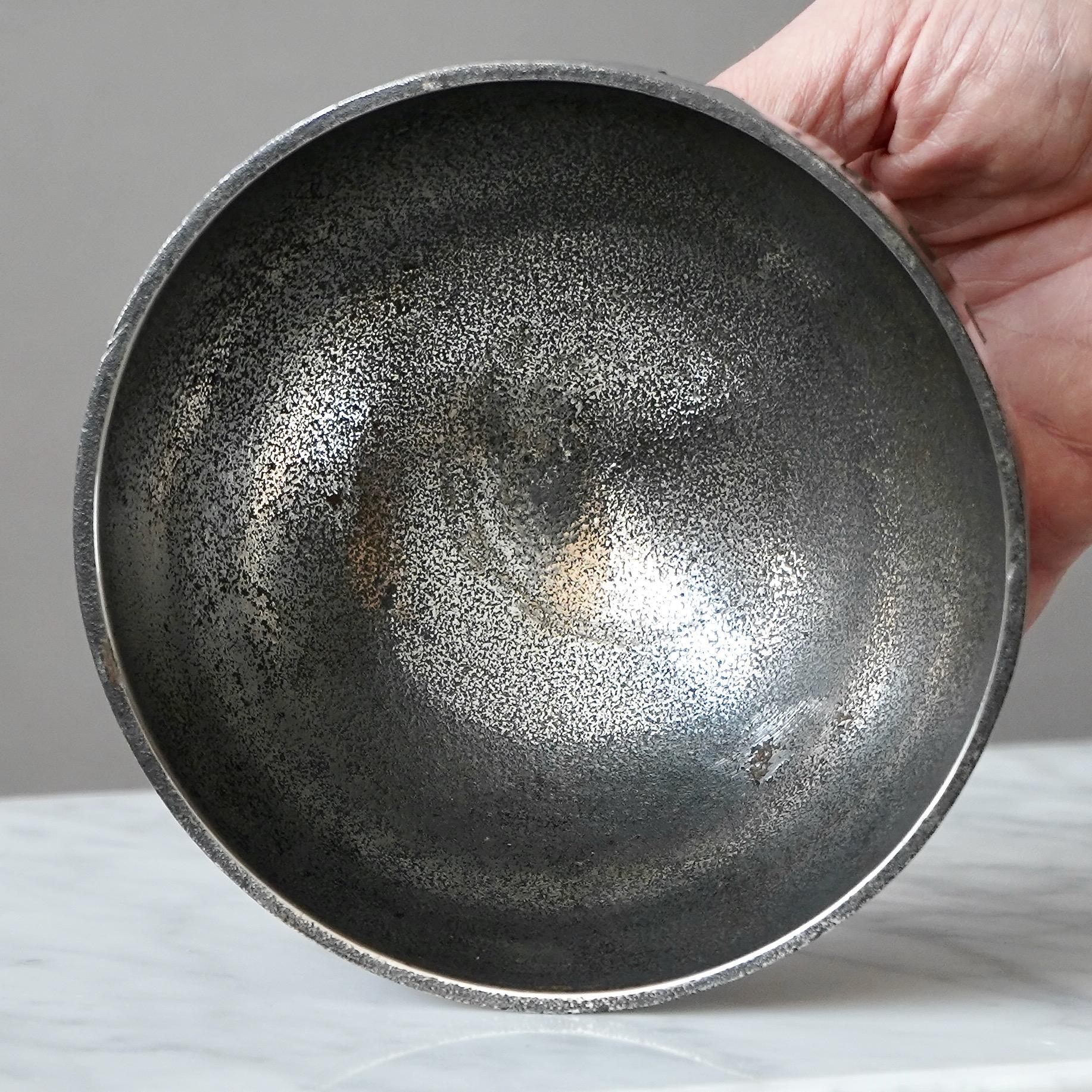 Brutalist Stainless Steel Bowl by Olav Joa Joff. Polaris, Norway 1972. Steel Art In Good Condition For Sale In Malmö, SE