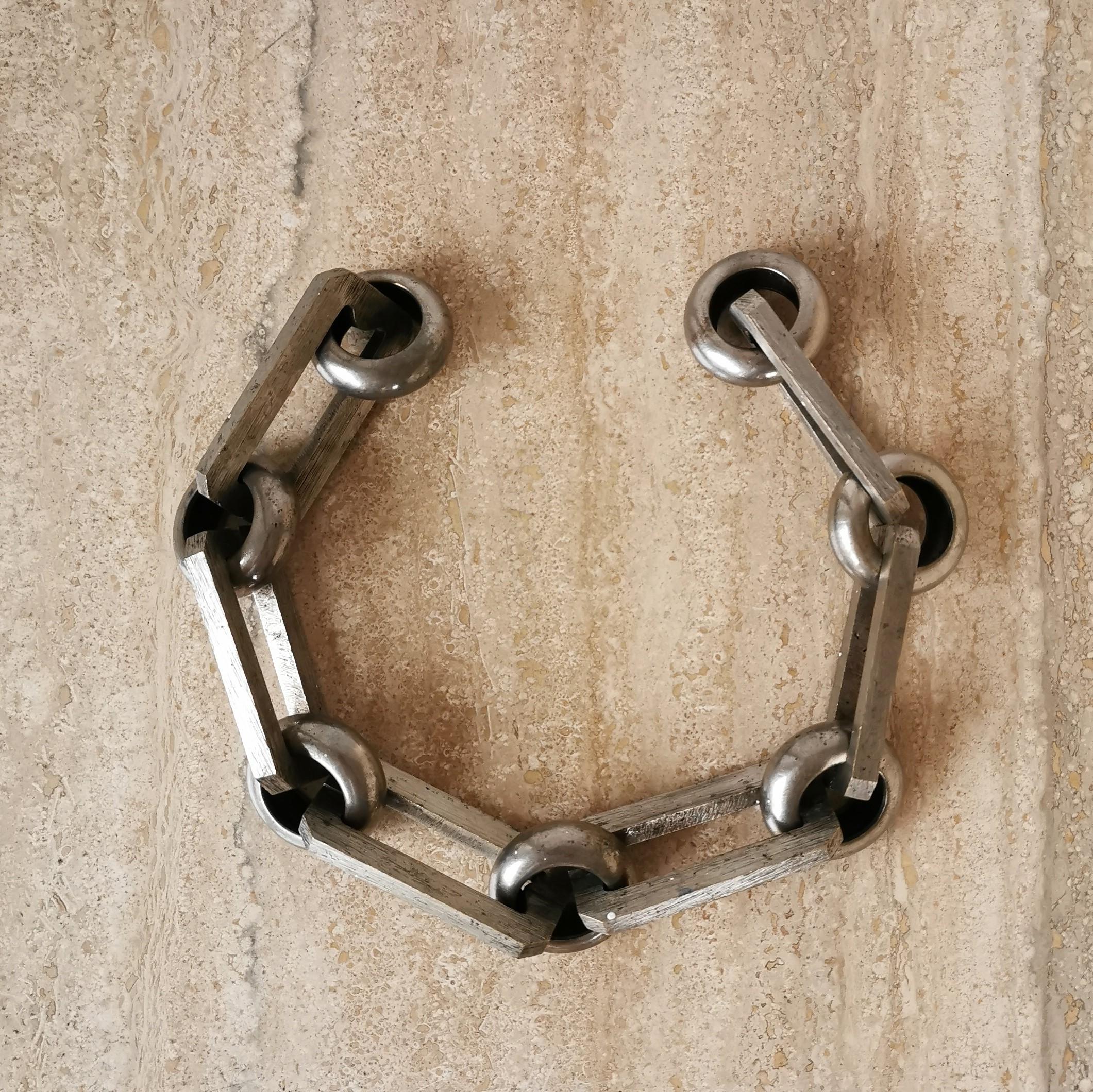 French Brutalist Stainless Steel Chain, France, 1970s