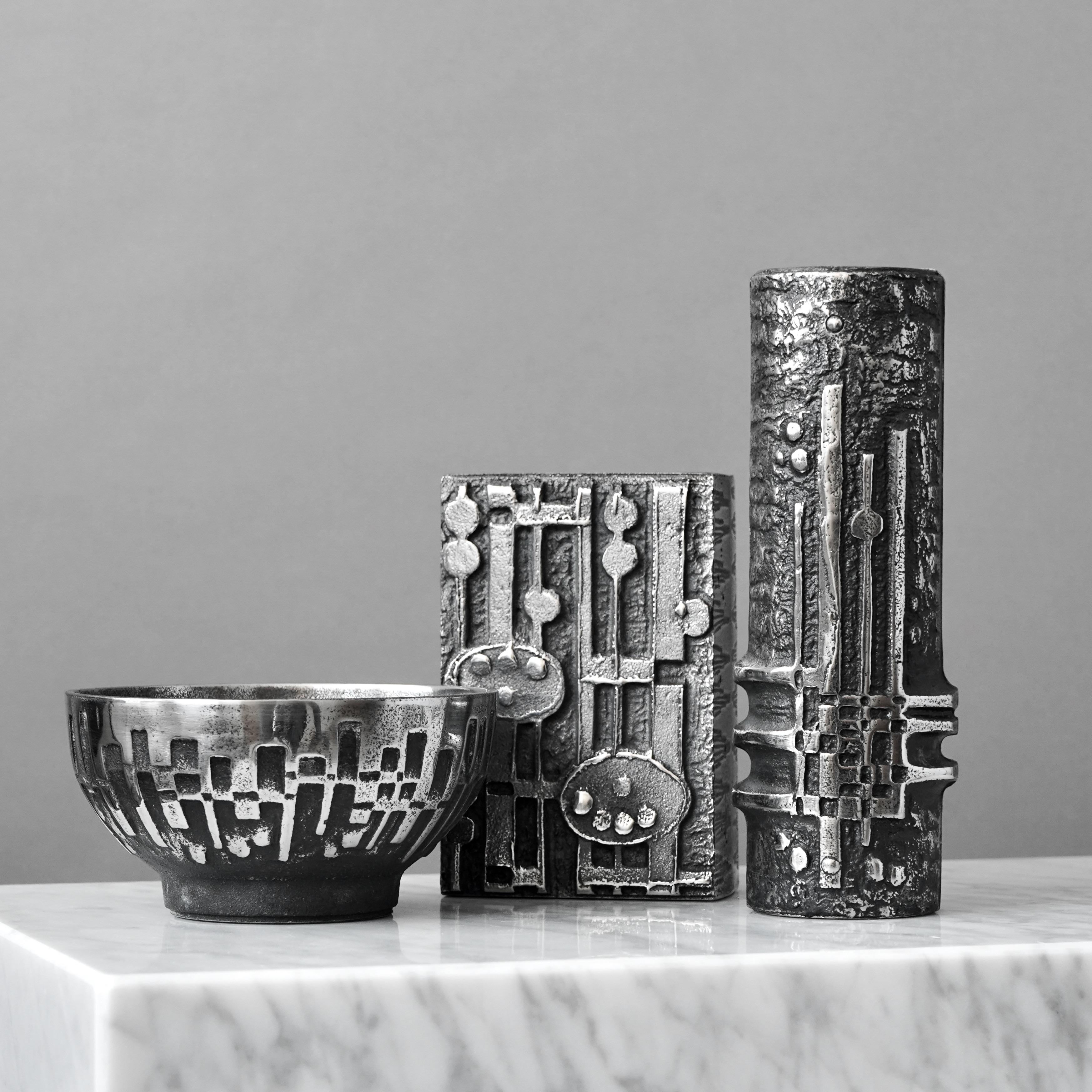Brutalistische Vase aus Edelstahl von Olav Joa Joff. Polaris, Norwegen 1972. Stahlkunst im Angebot 3