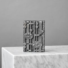 Jarrón Brutalista de Acero Inoxidable de Olav Joa Joff. Polaris, Noruega 1972. Arte en acero