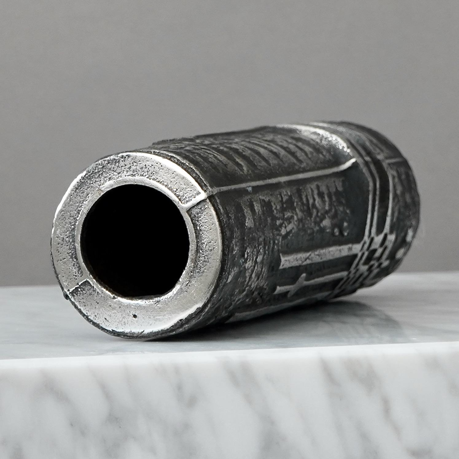Brutalistische Vase aus Edelstahl von Olav Joa Joff. Polaris, Norwegen 1972. Stahlkunst im Angebot 2